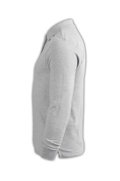 SKLPS003 solid color hemp gray 014 long sleeve men's Polo shirt 1AD01 customized sports solid color Polo shirt polo shirt shop polo shirt manufacturer polo shirt price side view